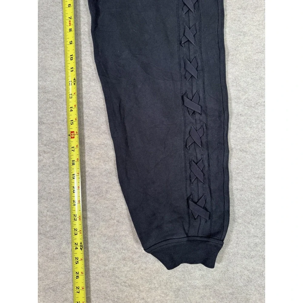 Lululemon Pants Womens 6 Black French Terry Jogger Lace Up Sides Ankle Pockets